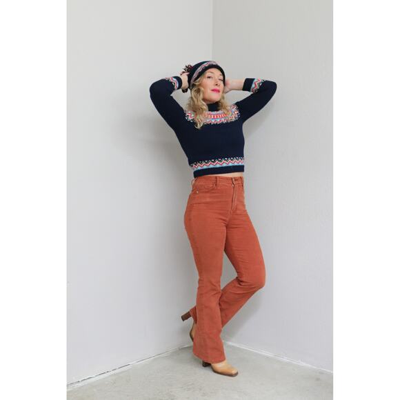 1970's Vintage Hand Knit Norwegian Wool Sweater & Hat Set ~ Women's XXS XS 70's - Picture 7 of 10